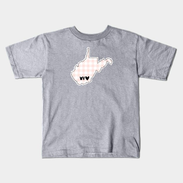 USA States: West Virginia (pink plaid) Kids T-Shirt by LetsOverThinkIt